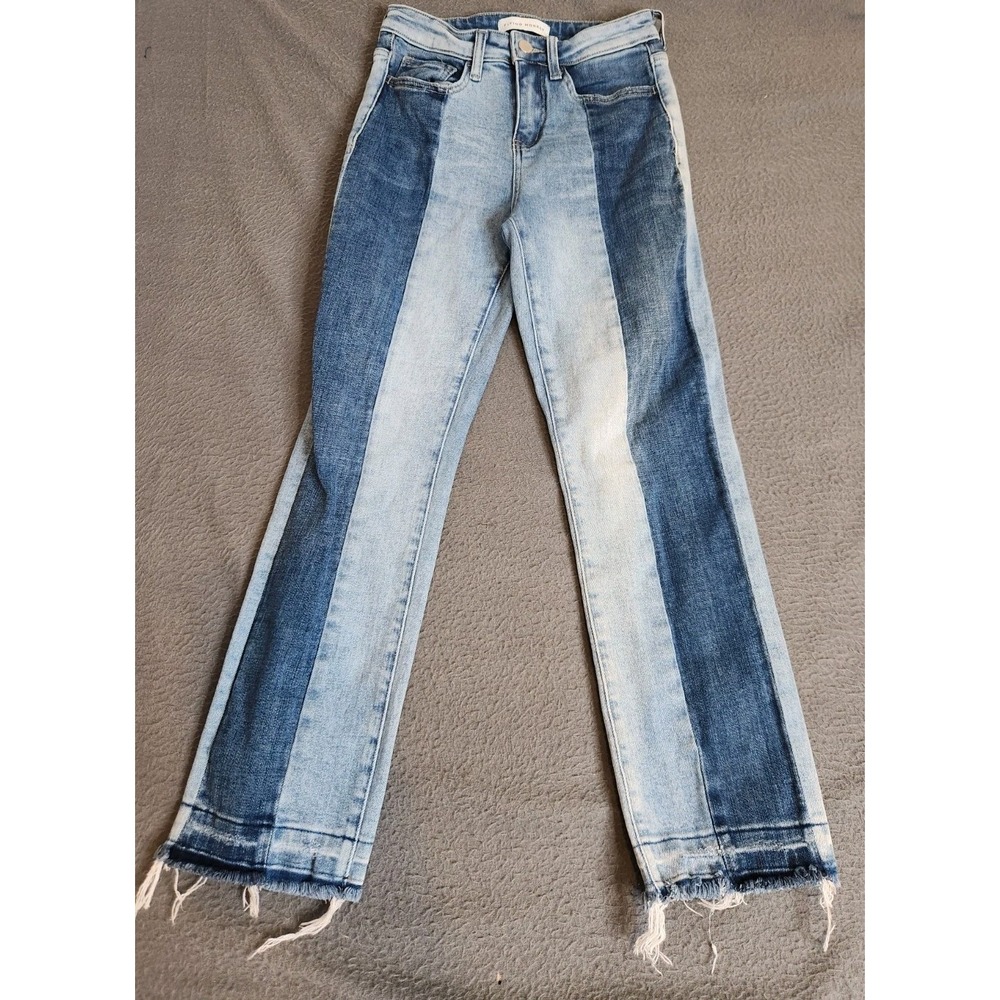 Flying Monkey Jeans Women's‎ Sz 25 Two Tone Crop Ankle Stretch Distressed Denim
